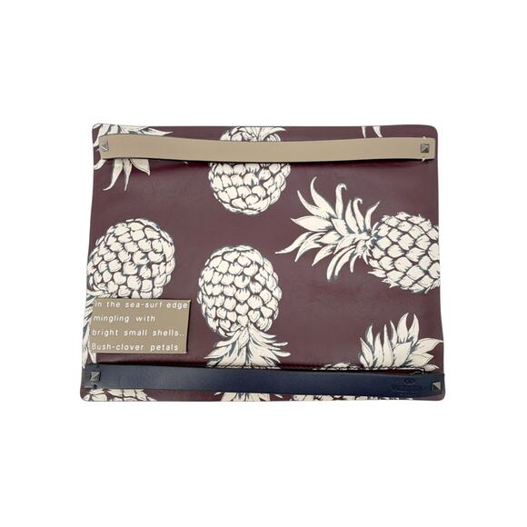 VALENTINO GARAVANI Leather Pineapple Clutch in Ruby/Ivory - Picture 1 of 13